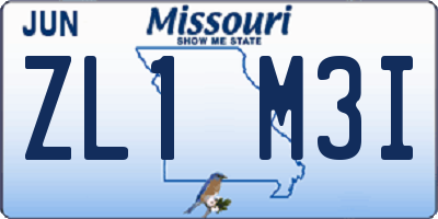 MO license plate ZL1M3I