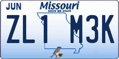 MO license plate ZL1M3K