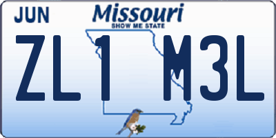 MO license plate ZL1M3L