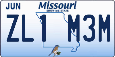 MO license plate ZL1M3M