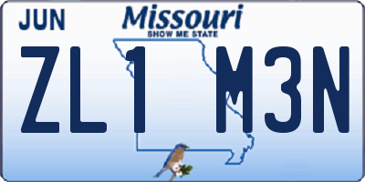 MO license plate ZL1M3N