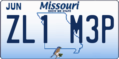 MO license plate ZL1M3P
