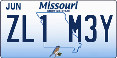 MO license plate ZL1M3Y
