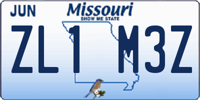 MO license plate ZL1M3Z