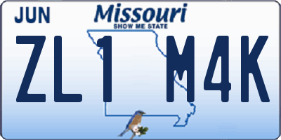 MO license plate ZL1M4K