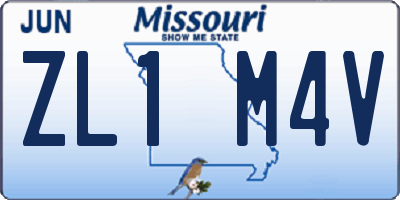 MO license plate ZL1M4V