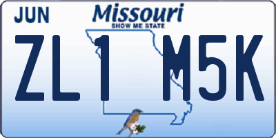 MO license plate ZL1M5K