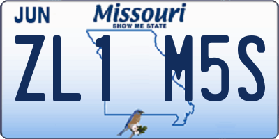 MO license plate ZL1M5S