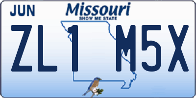 MO license plate ZL1M5X