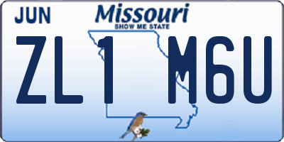MO license plate ZL1M6U