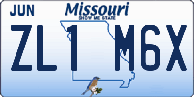 MO license plate ZL1M6X