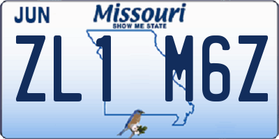 MO license plate ZL1M6Z