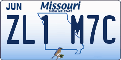 MO license plate ZL1M7C