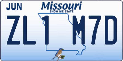 MO license plate ZL1M7D