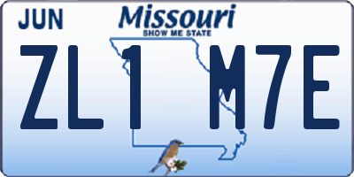 MO license plate ZL1M7E