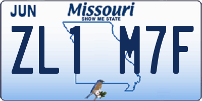 MO license plate ZL1M7F