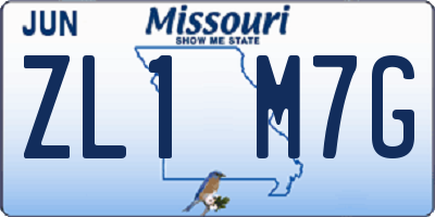 MO license plate ZL1M7G