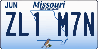 MO license plate ZL1M7N