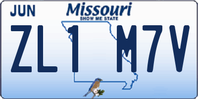 MO license plate ZL1M7V