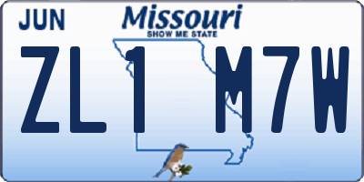 MO license plate ZL1M7W