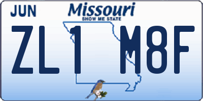 MO license plate ZL1M8F