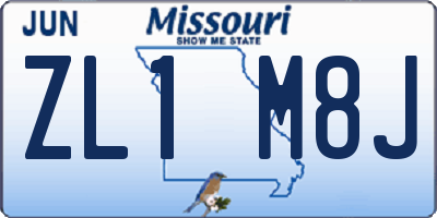 MO license plate ZL1M8J