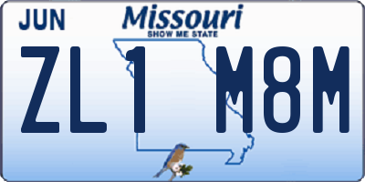 MO license plate ZL1M8M