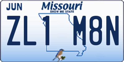 MO license plate ZL1M8N