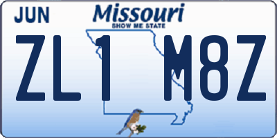 MO license plate ZL1M8Z