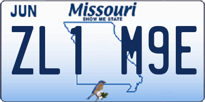 MO license plate ZL1M9E