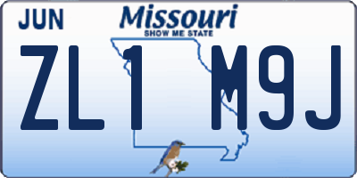 MO license plate ZL1M9J