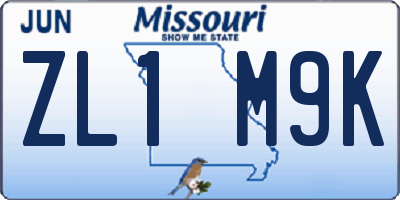 MO license plate ZL1M9K