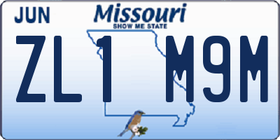 MO license plate ZL1M9M