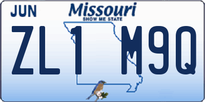MO license plate ZL1M9Q