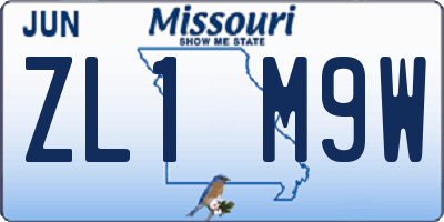 MO license plate ZL1M9W