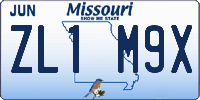 MO license plate ZL1M9X