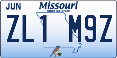 MO license plate ZL1M9Z