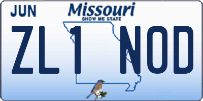 MO license plate ZL1N0D