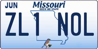 MO license plate ZL1N0L