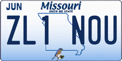 MO license plate ZL1N0U