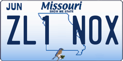 MO license plate ZL1N0X