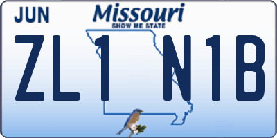 MO license plate ZL1N1B