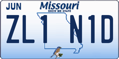 MO license plate ZL1N1D