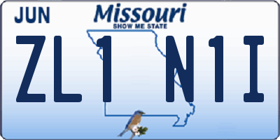 MO license plate ZL1N1I