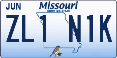 MO license plate ZL1N1K