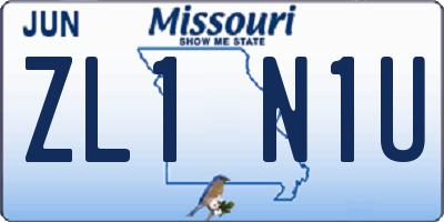 MO license plate ZL1N1U