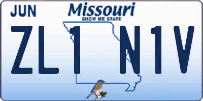 MO license plate ZL1N1V