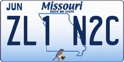 MO license plate ZL1N2C