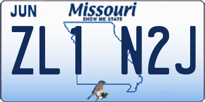 MO license plate ZL1N2J