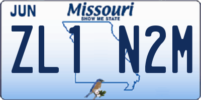 MO license plate ZL1N2M